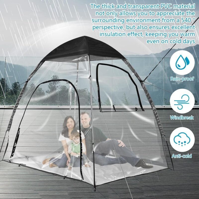 Tienda de campaña transparente, resistente al frío, PVC transparente, toldo de PVC, carpa para 1/2 personas para jardín, patio trasero, césped (A) - Imagen 2