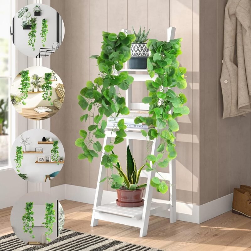 VFANDV Plantas Artificiales Colgantes, 2 Piezas Plantas Colgantes Artificiales 108cm, Plantas Colgantes Hiedra Verde Artificial para Boda Jardín Balcón Dormitorio Interior Decoración de la Pared - Imagen 6