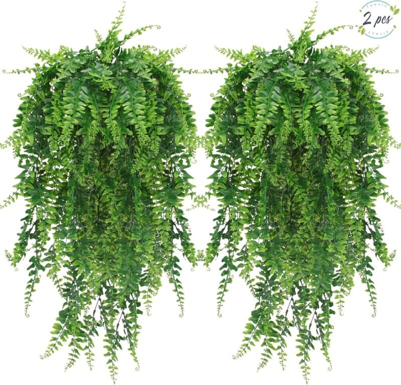Towviy 2pcs Plantas Artificiales Colgantes Artificial Hiedra Planta Artificial Colgante Hiedra Artificial Helecho Persa Exterior Plantas Artificiales Decorativas Colgante Hoja Plastico Enredadera