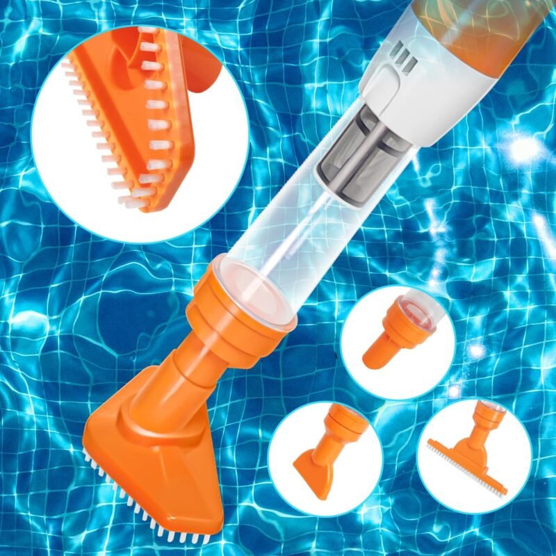 PoolyPoly Aspirador de Piscina Inalámbrico con Batería Recargable, 3 en 1 Limpiafondos de Piscina, Aspiradora Manual para Spas, Jacuzzi, Piscinas Pequeñas - Tiempo de Ejecución 90 Minutos, Naranja - Imagen 6