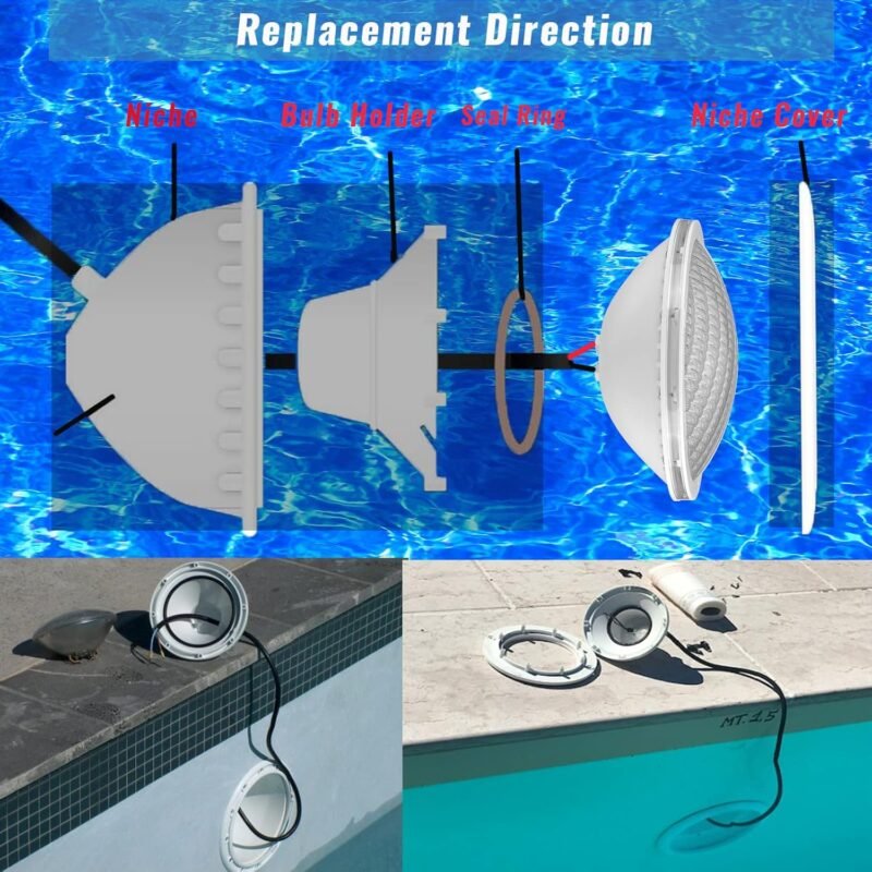 LyLmLe LED Piscina PAR56,18W Foco LED Piscina Sumergible Iluminación LED Empotrados, 1800lm, Ángulo de 120 °, Impermeable IP68, 12V DC/AC, 6000K - Imagen 4