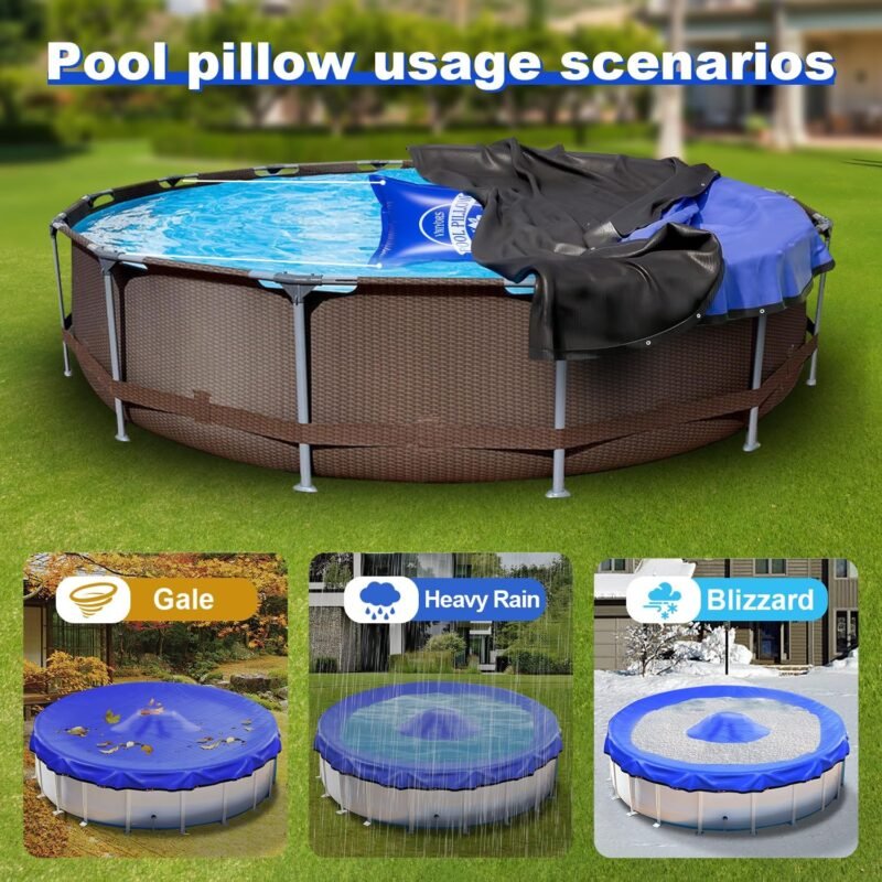 VniYors Cojín de piscina de invierno, 120 x 120 cm, cojín de aire para piscina de invierno, XXL, cubierta de piscina inflable, para cubierta de piscina redonda, 366 cojines de invierno, cojín de aire - Imagen 6