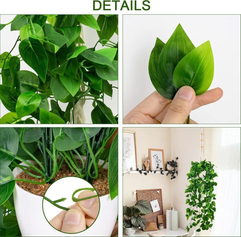 Hywean Homd Plantas Colgantes Guirnaldas Artificiales Plantas Artificiales Colgantes Enredadera Eucalipto Guirnalda Planta para Fiesta en Exteriores Balcones Bodas,Jardines (1 Set) - Imagen 3