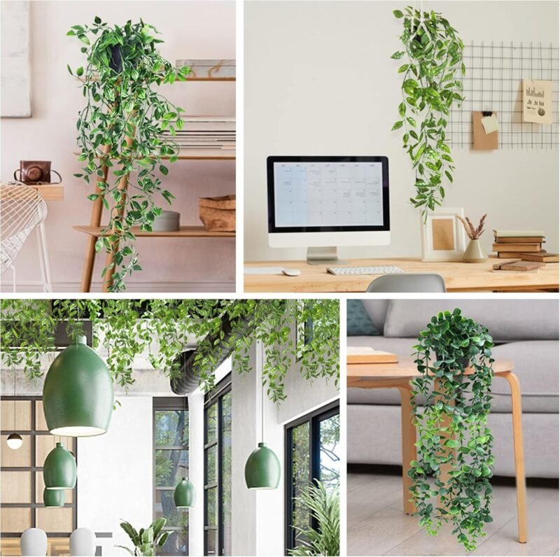 SHEPIN 3 Piezas Plantas Artificiales Exterior Planta Colgante Artificial con Maceta Plantas Falsas Colgantes Enredaderas Artificiales Decorativas Plantas Decoracion Habitacion Jardín Balcón Pared - Imagen 7