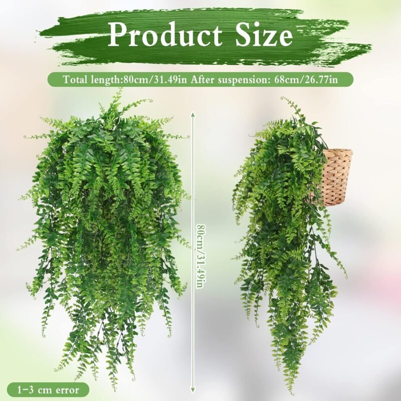 Towviy 2pcs Plantas Artificiales Colgantes Artificial Hiedra Planta Artificial Colgante Hiedra Artificial Helecho Persa Exterior Plantas Artificiales Decorativas Colgante Hoja Plastico Enredadera - Imagen 2