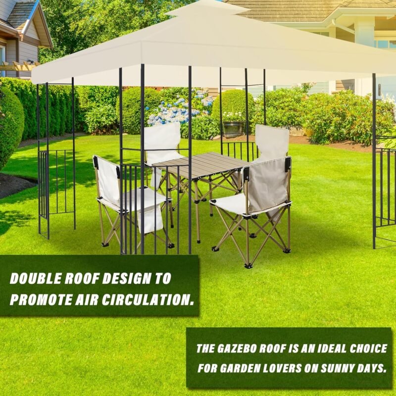 MaxEarn Cubierta de repuesto para toldo, cubierta impermeable de 3 x 3 m, cubierta impermeable de doble piso, cubierta de cenador de jardín al aire libre, techo de tienda de campaña contra rayos UV, - Imagen 6
