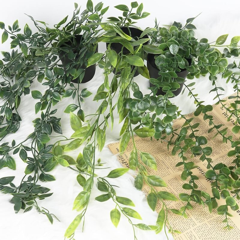 MXTIMWAN 3 Piezas Plantas Artificiales Colgantes, Plantas Colgantes Artificiales con Maceta, Plantas Falsas Mandala en Maceta para Oficina, Jardín, Sala de Estar y Decoración de La Pared - Imagen 5