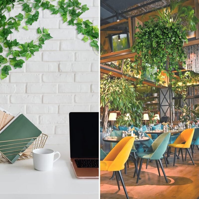 Noa Home Deco Plantas Hiedra Artificial Enredaderas Artificiales, 12 Piezas, Colgantes Decoración Hojas Follaje Falsas Interior Exterior (2.2M, con Bridas de Cables) - Imagen 5