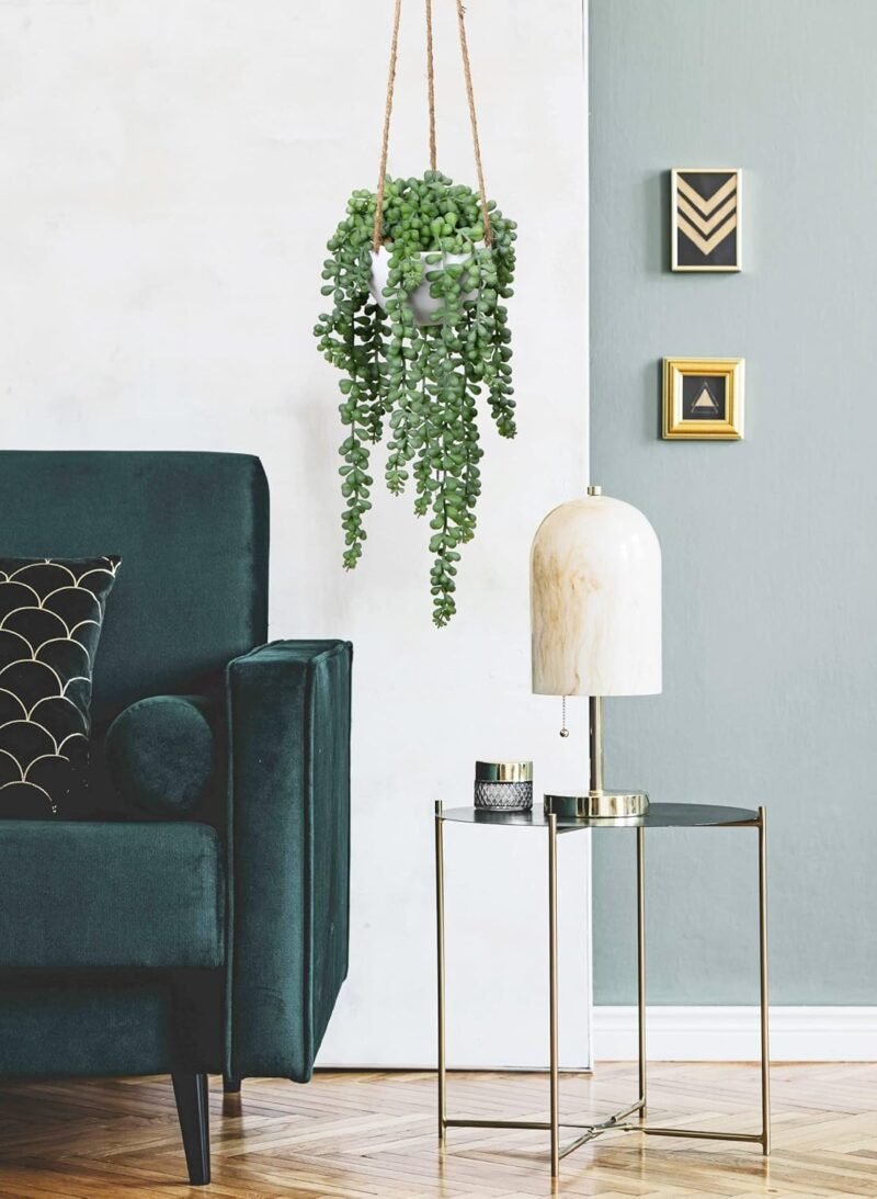 Oairse Planta artificial colgante para decoración de pared en interiores y exteriores, altura de la planta 35 cm - Imagen 3