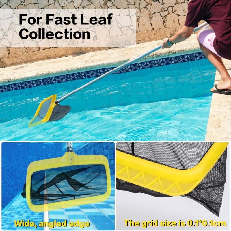 Masthome Red de Piscina, Skimmer para Piscina con Malla Fina y Marco de Plástico Resistente, Recogehojas para Piscinas Profesional para Estanques, Fuentes, Spas - Imagen 6