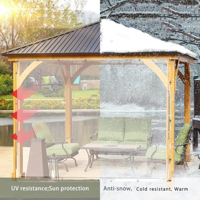 WZYJLyds Lona Impermeable para Paneles Laterales con Ojales Cortina de Cenadores de Jardín de 0,12mm Antidesgarro Mampara de Plástico, Personalizable - Imagen 4