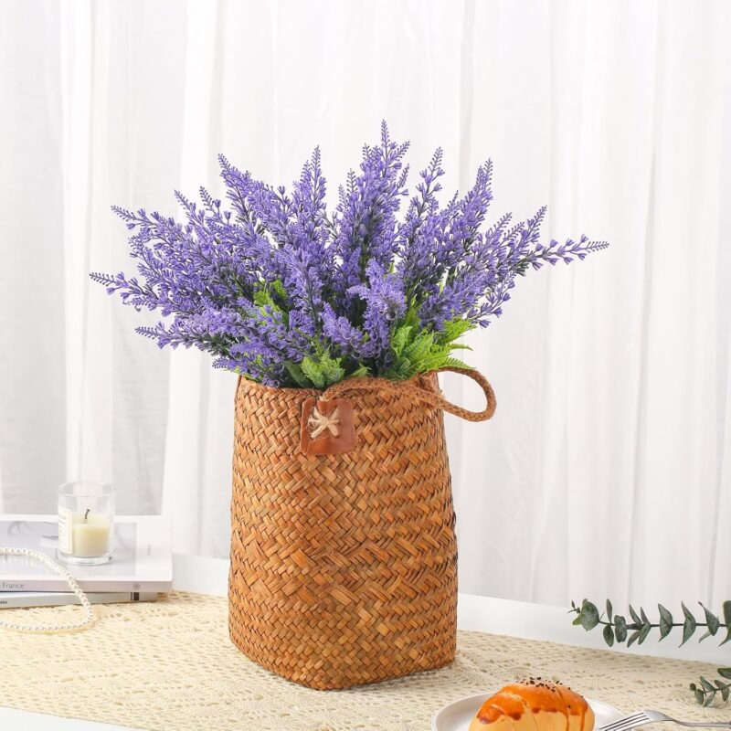 YunNasi Lavanda Artificial Flores Artificiales para la Decoración del hogar Plantas Artificiales para Exterior Arreglos de Boda Decoración de Mesa(6pcs, Morado) - Imagen 3