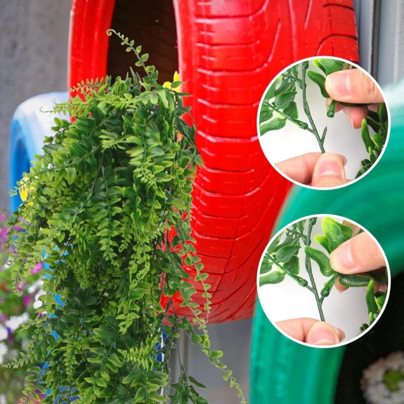 Towviy 2pcs Plantas Artificiales Colgantes Artificial Hiedra Planta Artificial Colgante Hiedra Artificial Helecho Persa Exterior Plantas Artificiales Decorativas Colgante Hoja Plastico Enredadera - Imagen 3