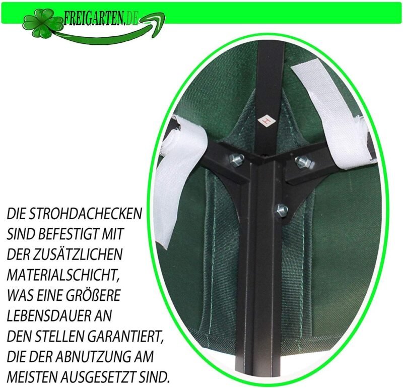 freigarten.de Techo de repuesto para cenador de 3 x 3 m, resistente al agua. Material: PVC suave de Panamá de 370 g/m², extrafuerte, modelo 2 (verde) - Imagen 6
