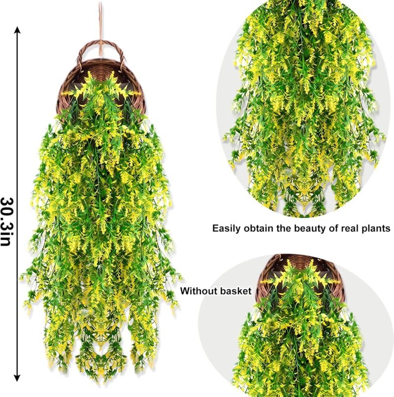 2 Piezas de Planta Artificial Colgante Plantas Artificiales Exterior Enredaderas Artificiales Decorativas Adecuadas para DecoracióN de Paredes Interiores y Exteriores en Jardines DoméSticos - Imagen 2