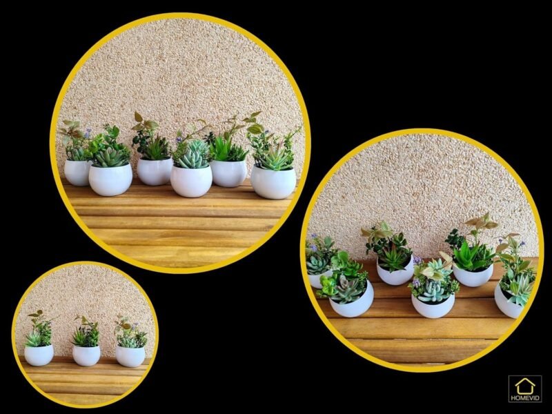 HOMEVID Plantas Artificiales Decorativas en Maceta Plantas pequeñas de plástico sintético para Interiores y Exteriores Pack 6 Unidades para el Hogar Oficina Escritorio Salon baño Cocina Dormitorio - Imagen 6