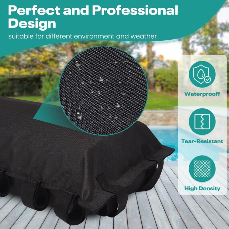 BROSYDA Juego de 4 Sacos de Arena Resistentes de Grado Industrial 600D para Patas de cenador, Revestimiento de PVC en el Interior, Bolsas de Arena para Cualquier Tienda de campaña emergente, toldo al - Imagen 4