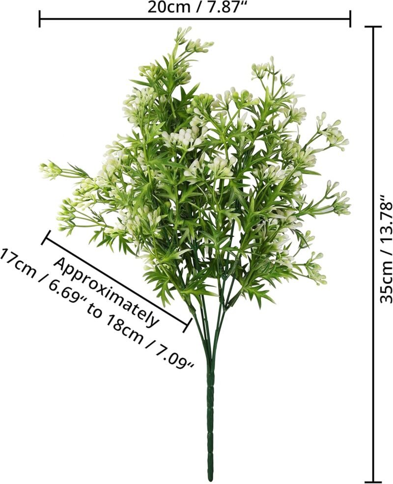 BELLE VOUS Juego de 6 Plantas de Plastico Plantas Artificiales Decorativas para Interior Exterior - Flores Pearl Grass para el Hogar, Jardín, Cesta Colgante, Arbustos, Coronas de Bodas y Oficinas - Imagen 2