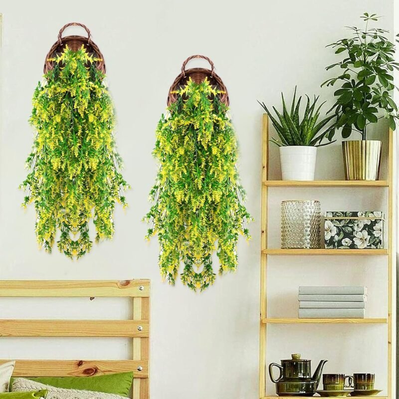 2 Piezas de Planta Artificial Colgante Plantas Artificiales Exterior Enredaderas Artificiales Decorativas Adecuadas para DecoracióN de Paredes Interiores y Exteriores en Jardines DoméSticos - Imagen 6