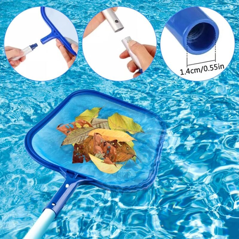 Recoge Hojas para Piscinas, Piscina Net Leaf Skimmer con Poste Telescópico, Red de Hoja de Piscina de Malla Fina para Piscina, Spas, Estanques, Jacuzzis - Imagen 3