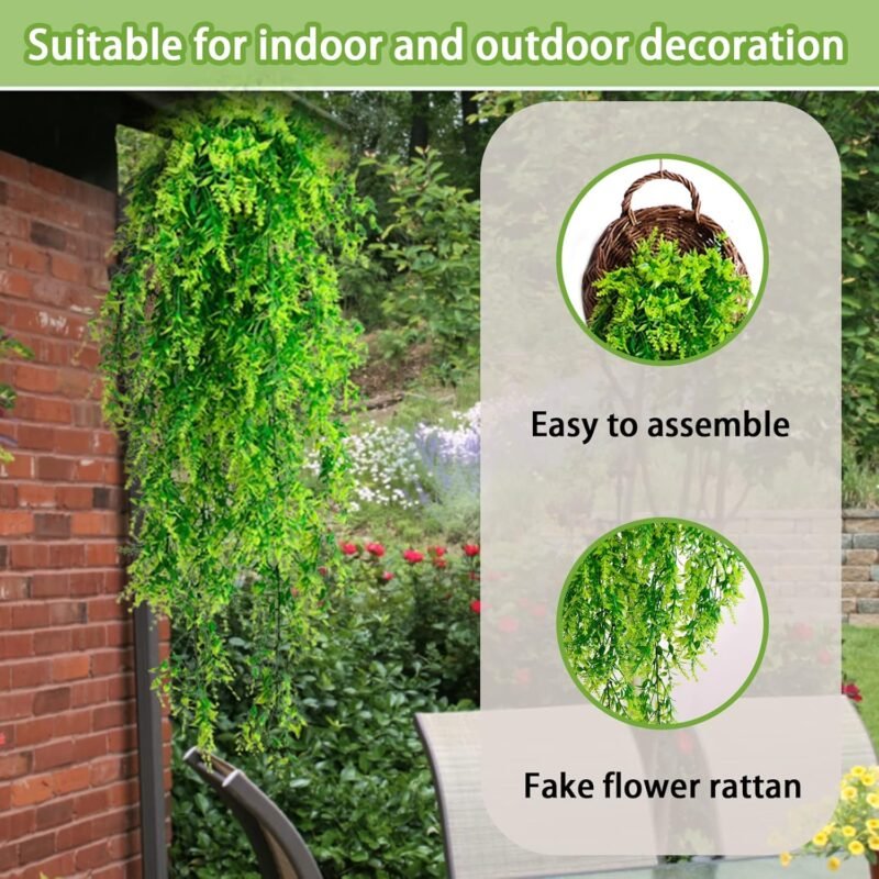 2 Piezas Plantas Artificiales Colgantes, Fake Plants, Plantas Artificiales Exterior, Adecuado para La Pared Casa HabitacióN JardíN Interior DecoracióN Al Aire Libre En Todas Las Estaciones - Imagen 3