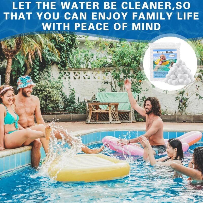 MOYKSRR Bolas Filtro Piscina, 1500g Bola de Filtro de Piscina, Bolas Depuradora Piscina para Sistemas de Filtro de Arena, Reemplaza 54kg Arena de Filtro, Limpiador de Piscinas Sistema de Filtro - Imagen 7
