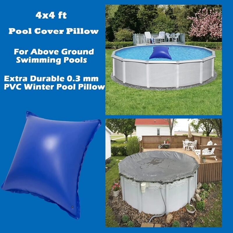Poweka Cojín de piscina de invierno Ø 4ft,Cojín de aire de piscina con cuerda, Cojín de piscina de invierno de PVC duradero de 0.3mm (120cm*120cm) - Imagen 2
