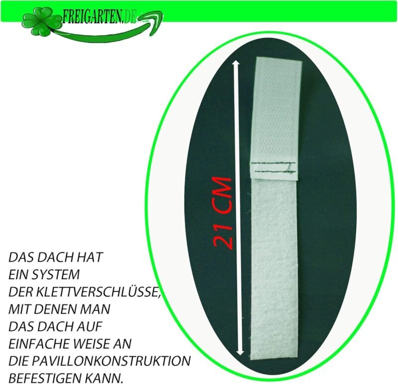 freigarten.de Techo de repuesto para cenador de 3 x 3 m, resistente al agua. Material: PVC suave de Panamá de 370 g/m², extrafuerte, modelo 2 (verde) - Imagen 7