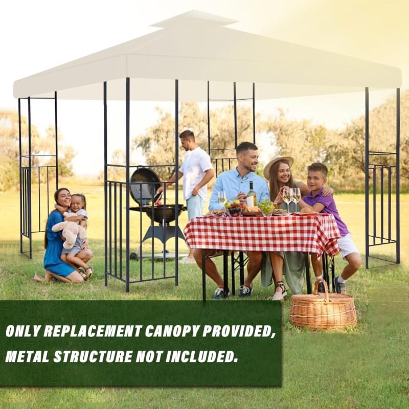 MaxEarn Cubierta de repuesto para toldo, cubierta impermeable de 3 x 3 m, cubierta impermeable de doble piso, cubierta de cenador de jardín al aire libre, techo de tienda de campaña contra rayos UV, - Imagen 5