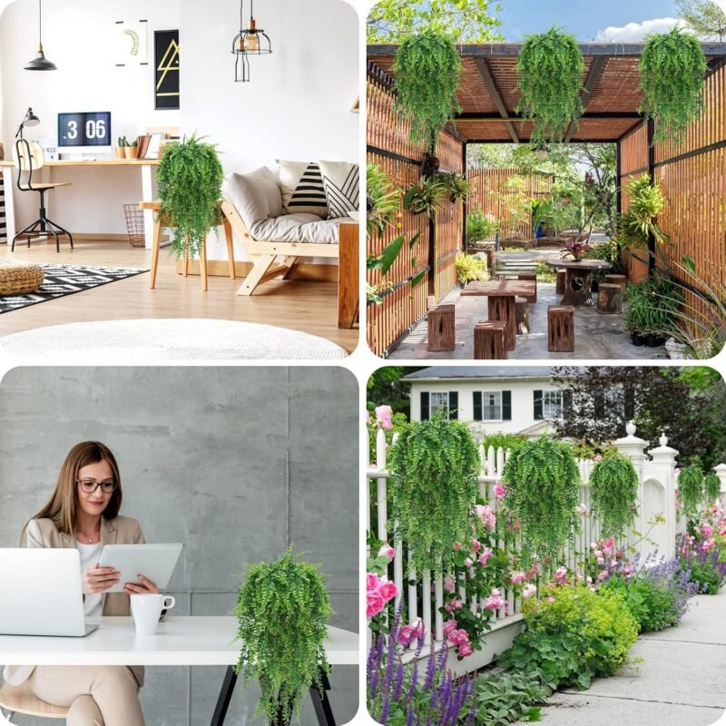 Towviy 2pcs Plantas Artificiales Colgantes Artificial Hiedra Planta Artificial Colgante Hiedra Artificial Helecho Persa Exterior Plantas Artificiales Decorativas Colgante Hoja Plastico Enredadera - Imagen 7
