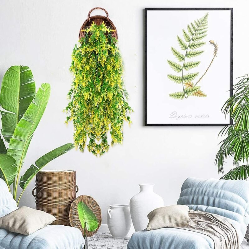 2 Piezas de Planta Artificial Colgante Plantas Artificiales Exterior Enredaderas Artificiales Decorativas Adecuadas para DecoracióN de Paredes Interiores y Exteriores en Jardines DoméSticos - Imagen 7
