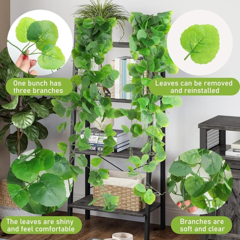 VFANDV Plantas Artificiales Colgantes, 2 Piezas Plantas Colgantes Artificiales 108cm, Plantas Colgantes Hiedra Verde Artificial para Boda Jardín Balcón Dormitorio Interior Decoración de la Pared - Imagen 4