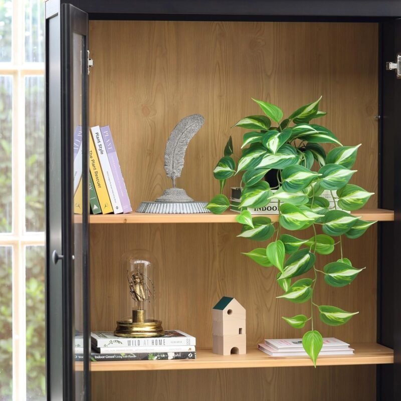 LuckyGreenery Planta falsa artificial de hiedra del diablo, potos dorados, plantas colgantes en maceta para pared, hogar, patio, decoración interior y exterior (26 pulgadas de alto) - Imagen 7