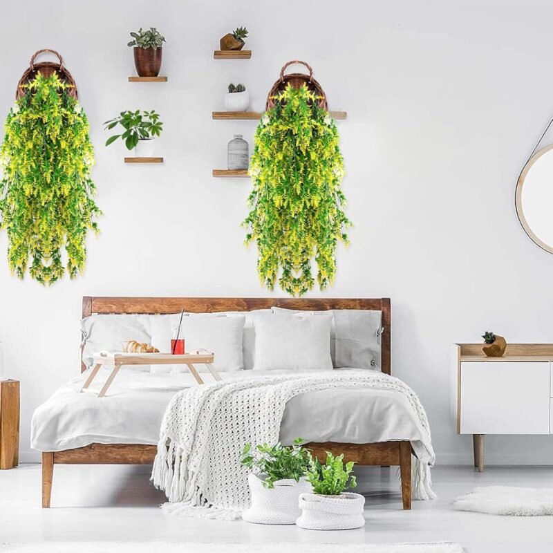 2 Piezas de Planta Artificial Colgante Plantas Artificiales Exterior Enredaderas Artificiales Decorativas Adecuadas para DecoracióN de Paredes Interiores y Exteriores en Jardines DoméSticos - Imagen 4