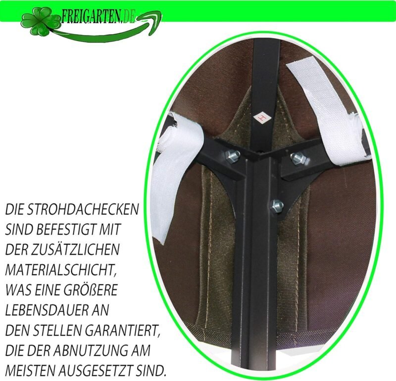 freigarten.de Techo de repuesto para cenador de 3 x 3 m, resistente al agua. Material: PVC suave de Panamá de 370 g/m², extrafuerte, modelo 2 (marrón) - Imagen 6