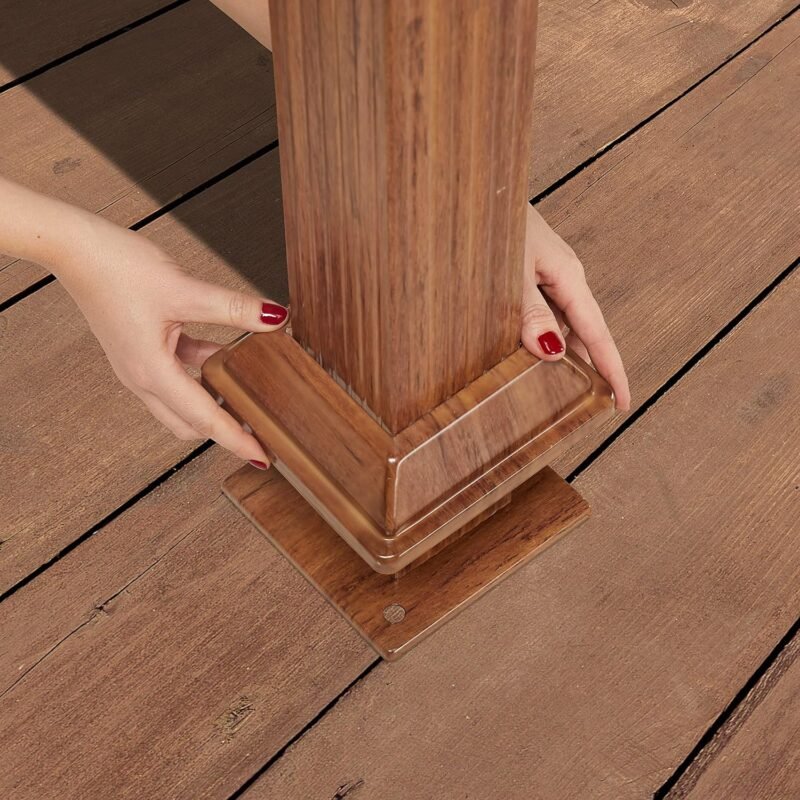 Cenador de jardín 3x4 m, Aspecto Madera, Techo sólido, 4 Cortinas en Gris - Imagen 9