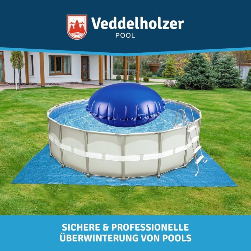 Veddelholzer Cojín redondo XXL de 2 m de diámetro para piscina, incluye cuerda de fijación de 6 m y kit de reparación, cojín de aire para cubierta de piscina. Accesorio de piscina perfecto para cubrir - Imagen 3