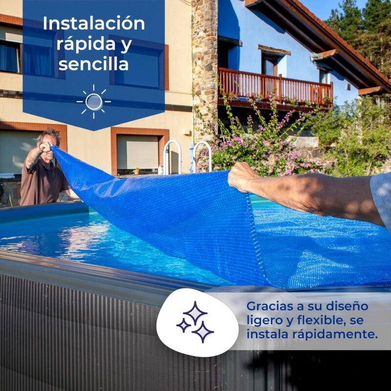 Gre CPROV505 - Cobertor de Verano para Piscina Ovalada de 500 x 300 cms, Color Azul - Imagen 6