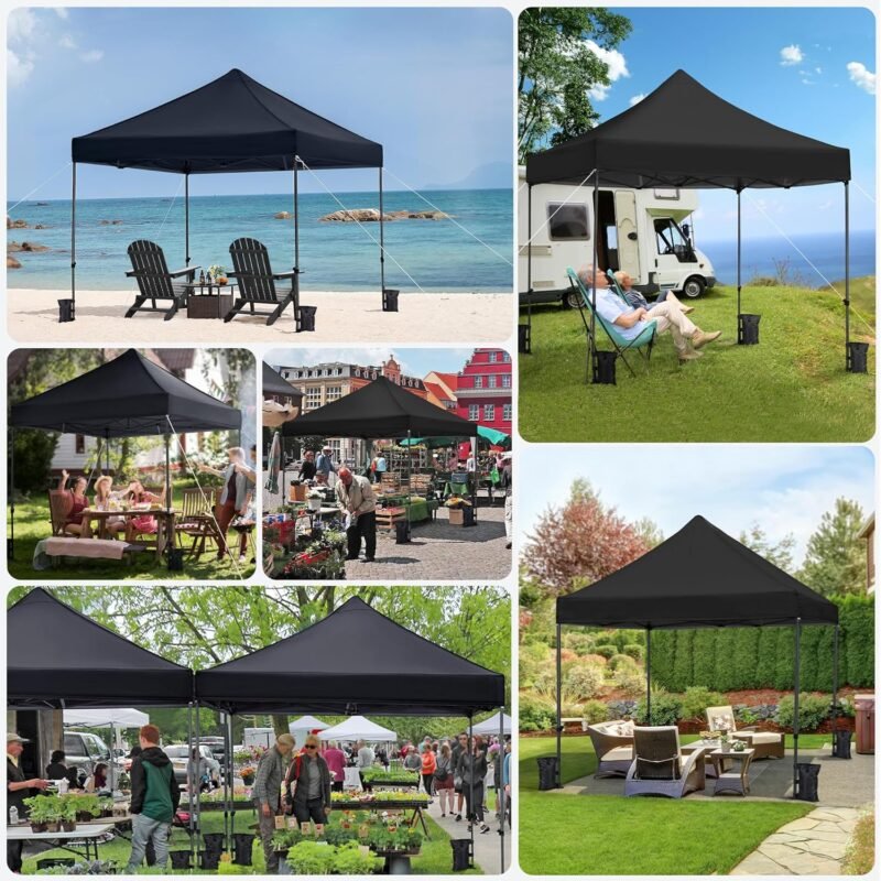 Yaheetech Carpa Plegable 3x3 Cenador Plegable de Jardín Resistente al Agua Carpa de Jardín con Bolsa de Transporte con Ruedas para Exterior Fiestas Camping Negro - Imagen 6