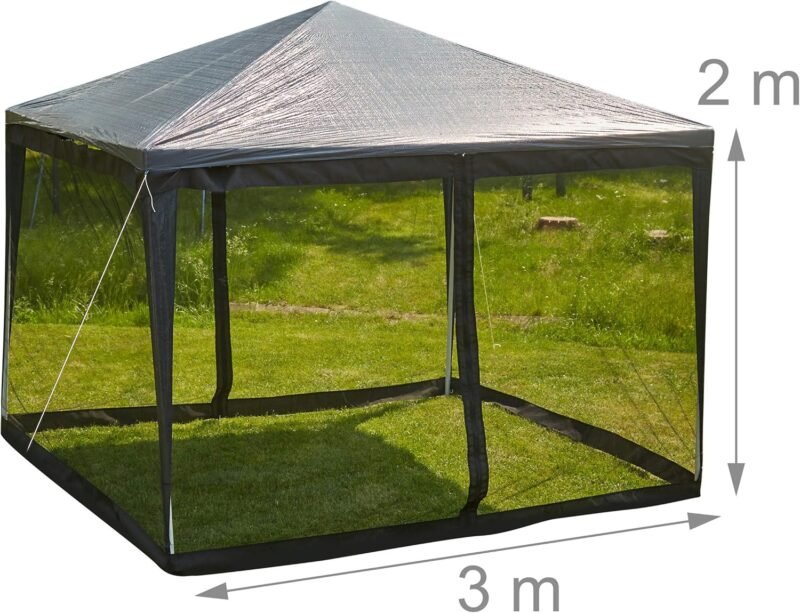 Relaxdays Mosquitera Carpa 3x3 con Cremallera, Tela, 12 m, Negro - Imagen 4