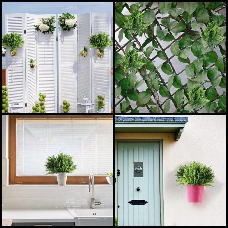 BELLE VOUS Plantas de Plastico Verdes (Pack de 6) Plantas Artificiales Decorativas para Interior/Exterior Colgantes - Follaje Hojas Verdes Artificiales, Hogar, Jardín, Cesta Colgante, Bodas, Oficina - Imagen 7