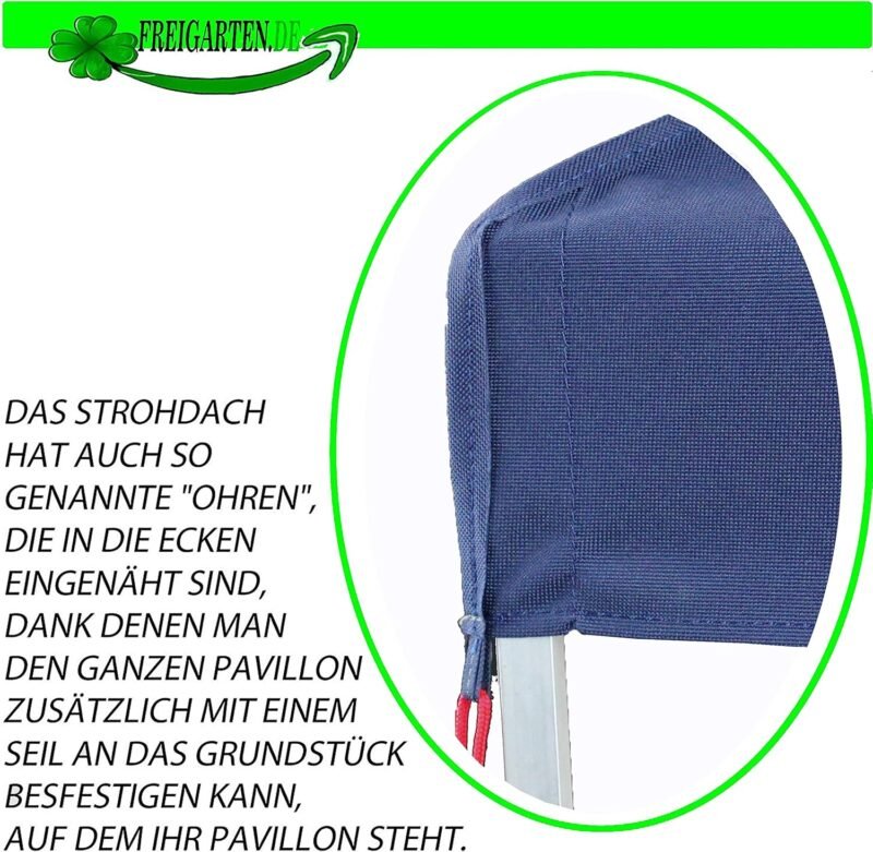 reigarten.de Techo de repuesto para cenador de 297cm X 297cm, resistente al agua, material: Panama PCV Soft 370 g/m², extra fuerte, modelo 1 (azul marino)" - Imagen 3