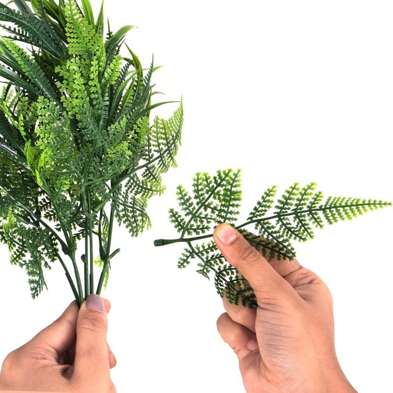 BELLE VOUS Plantas de Plastico Verdes (Pack de 6) Plantas Artificiales Decorativas para Interior/Exterior Colgantes - Follaje Hojas Verdes Artificiales, Hogar, Jardín, Cesta Colgante, Bodas, Oficina - Imagen 3