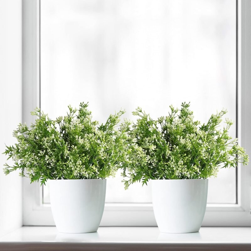 BELLE VOUS Juego de 6 Plantas de Plastico Plantas Artificiales Decorativas para Interior Exterior - Flores Pearl Grass para el Hogar, Jardín, Cesta Colgante, Arbustos, Coronas de Bodas y Oficinas - Imagen 5
