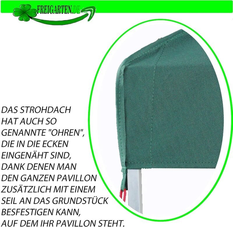 freigarten.de Techo de repuesto para cenador de 3 x 3 m, resistente al agua. Material: PVC suave de Panamá de 370 g/m², extrafuerte, modelo 2 (verde) - Imagen 3