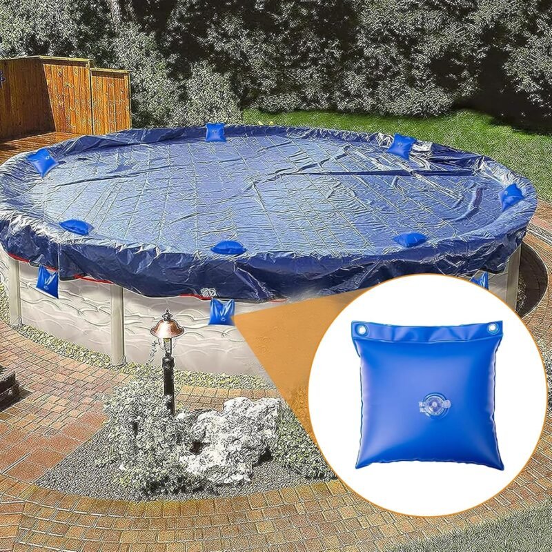 12 bolsas de agua colgantes para cubierta de piscina, 0.3 mm de grosor, PVC de 11.8 x 9.8 pulgadas, bolsas de peso de agua para piscinas sobre el suelo, bolsas de agua resistentes para piscina, bolsa - Imagen 8