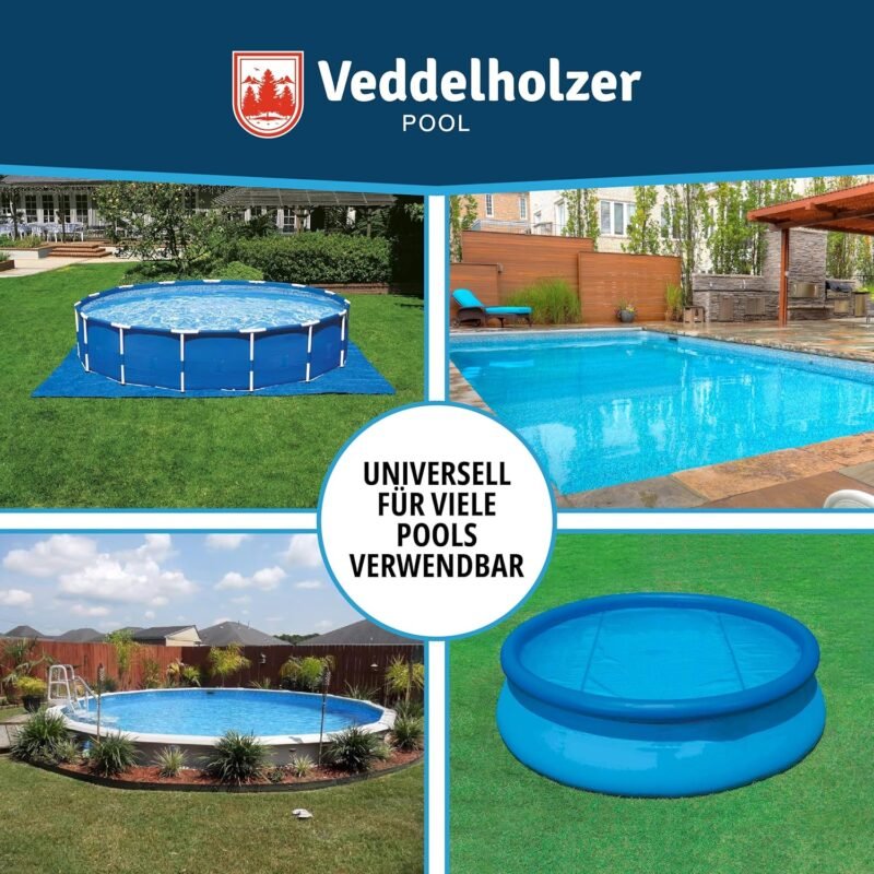 Veddelholzer Cojín redondo XXL de 2 m de diámetro para piscina, incluye cuerda de fijación de 6 m y kit de reparación, cojín de aire para cubierta de piscina. Accesorio de piscina perfecto para cubrir - Imagen 5