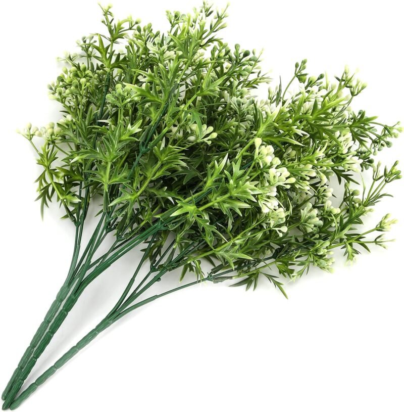 BELLE VOUS Juego de 6 Plantas de Plastico Plantas Artificiales Decorativas para Interior Exterior - Flores Pearl Grass para el Hogar, Jardín, Cesta Colgante, Arbustos, Coronas de Bodas y Oficinas - Imagen 3