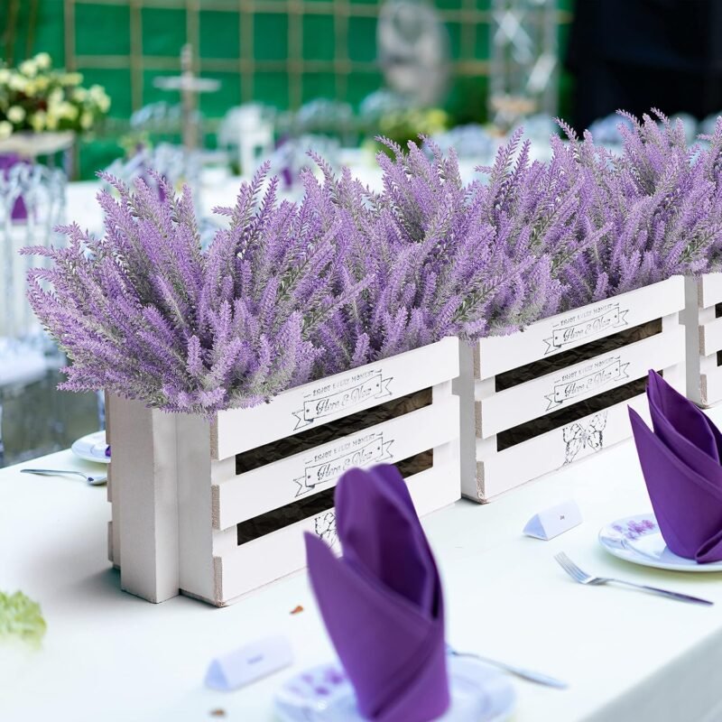 BELLE VOUS Pack de 12 Ramos de Lavanda Flores Artificiales Planta Lavanda Falsa Plástico Resistente UV para Decorar en Interiores y Exteriores para el Hogar, Jardín, Ramo de Boda, Decorar Ventana - Imagen 5