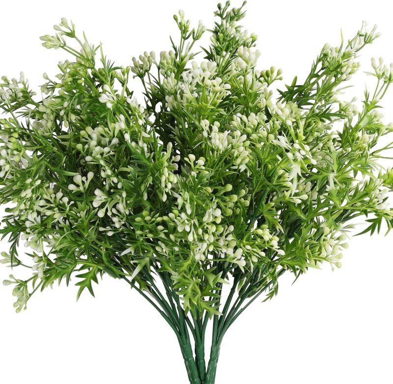 BELLE VOUS Juego de 6 Plantas de Plastico Plantas Artificiales Decorativas para Interior Exterior - Flores Pearl Grass para el Hogar, Jardín, Cesta Colgante, Arbustos, Coronas de Bodas y Oficinas